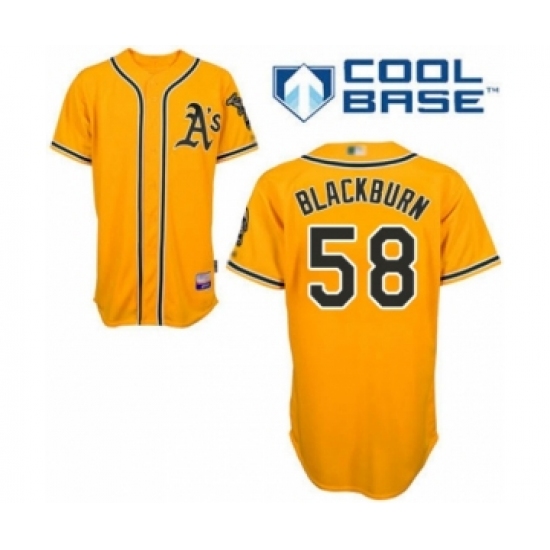 Youth Oakland Athletics #58 Paul Blackburn Authentic Gold Alternate 2 Cool Base Baseball Player Jersey - Ujersey