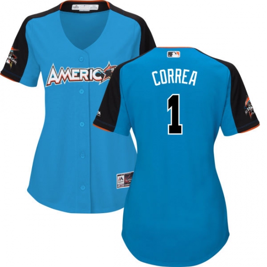 Women's Majestic Houston Astros #1 Carlos Correa Authentic Blue American League 2017 MLB All-Star MLB Jersey - Ujersey