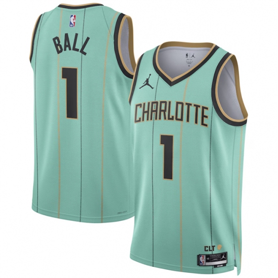 Men's Charlotte Hornets #1 LaMelo Ball Mint 2024-25 City Edition Stitched Basketball Jersey - Ujersey