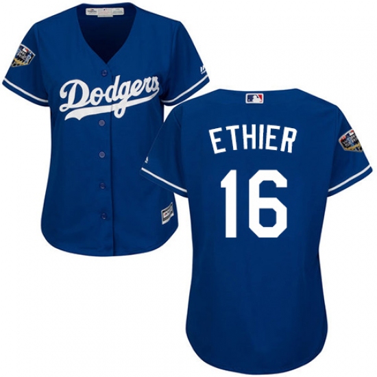 Women's Majestic Los Angeles Dodgers #16 Andre Ethier Authentic Royal Blue 2018 World Series MLB Jersey - Ujersey