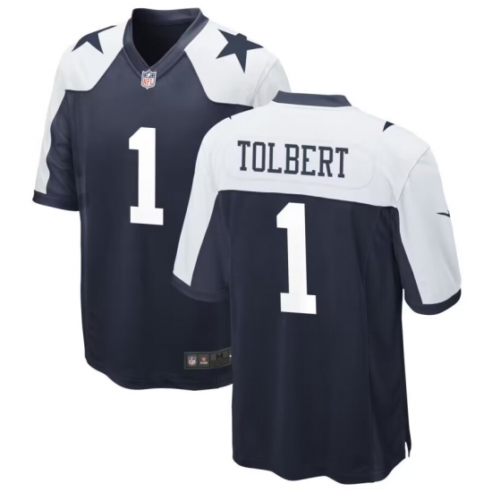 Men's Dallas Cowboys #1 Jalen Tolbert Thanksgiving Blue Vapor Limited Jersey - Ujersey