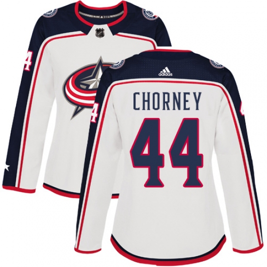 Women's Adidas Columbus Blue Jackets #44 Taylor Chorney Authentic White Away NHL Jersey - Ujersey