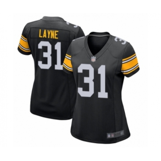 Women's Pittsburgh Steelers #31 Justin Layne Game Black Alternate Football Jersey - Ujersey