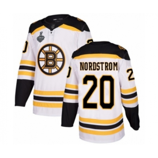 Men's Boston Bruins #20 Joakim Nordstrom Authentic White Away 2019 Stanley Cup Final Bound Hockey Jersey - Ujersey
