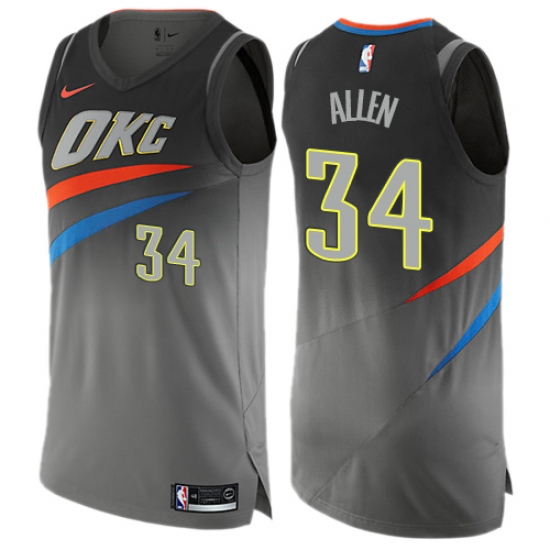 Men's Nike Oklahoma City Thunder #34 Ray Allen Authentic Gray NBA Jersey - City Edition - Ujersey