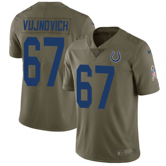 Men's Nike Indianapolis Colts #67 Jeremy Vujnovich Limited Olive 2017 Salute to Service NFL Jersey - Ujersey
