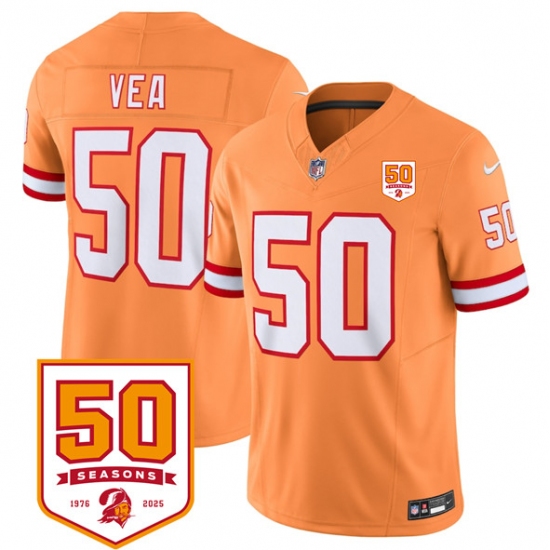 Men's Tampa Bay Buccaneers #50 Vita Vea Orange 2025 F.U.S.E. 50th Anniversary Vapor Untouchable Limited Football Stitched Jersey - Ujersey