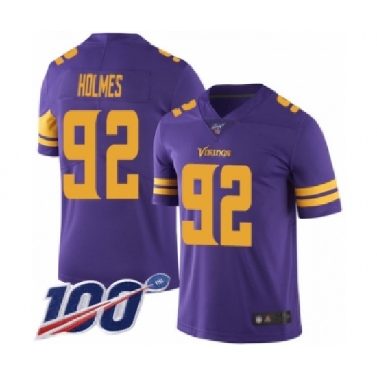 Men's Minnesota Vikings #92 Jalyn Holmes Limited Purple Rush Vapor Untouchable 100th Season Football Jersey - Ujersey