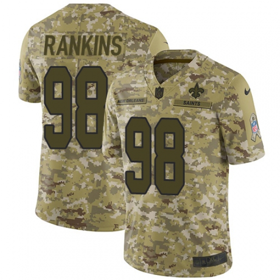 Youth Nike New Orleans Saints #98 Sheldon Rankins Limited Camo 2018 Salute to Service NFL Jersey - Ujersey