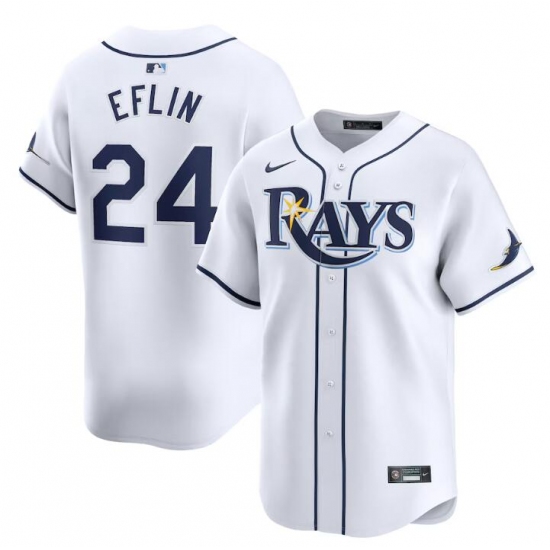 Men's Tampa Bay Rays #24 Zach Eflin White Home Limited Stitched Baseball Jersey - Ujersey