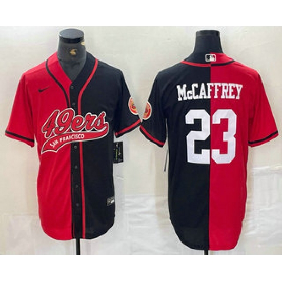 Men's San Francisco 49ers #23 Christian McCaffrey Red Black Two Tone Cool Base Stitched Baseball Jersey - Ujersey