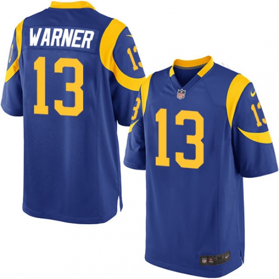Men's Nike Los Angeles Rams #13 Kurt Warner Game Royal Blue Alternate NFL Jersey - Ujersey
