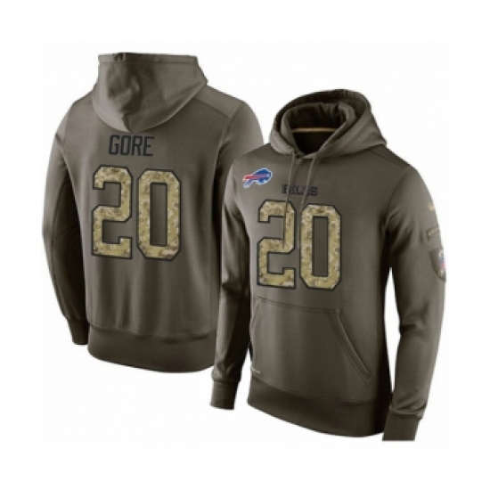 Football Men's Buffalo Bills #20 Frank Gore Green Salute To Service Pullover Hoodie - Ujersey