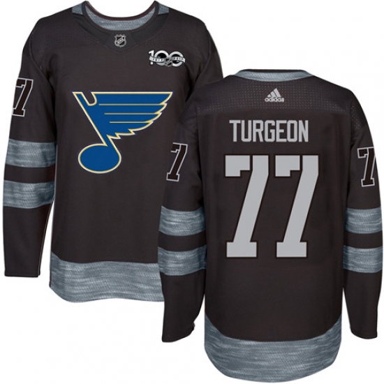 Men's Adidas St. Louis Blues #77 Pierre Turgeon Authentic Black 1917-2017 100th Anniversary NHL Jersey - Ujersey