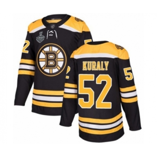 Men's Boston Bruins #52 Sean Kuraly Authentic Black Home 2019 Stanley Cup Final Bound Hockey Jersey - Ujersey