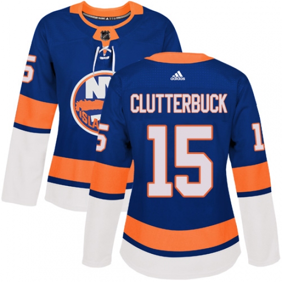 Women's Adidas New York Islanders #15 Cal Clutterbuck Authentic Royal Blue Home NHL Jersey - Ujersey