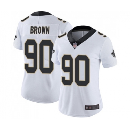 Women's New Orleans Saints #90 Malcom Brown White Vapor Untouchable Limited Player Football Jersey - Ujersey
