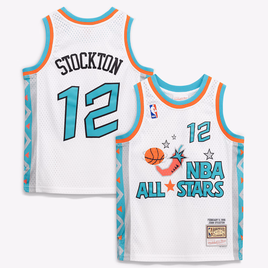 Youth 1996 NBA All-Star Game John Stockton Mitchell & Ness White Hardwood Classics Swingman Jersey