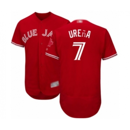 Men's Toronto Blue Jays #7 Richard Urena Scarlet Alternate Flex Base Authentic Collection Alternate Baseball Player Jersey