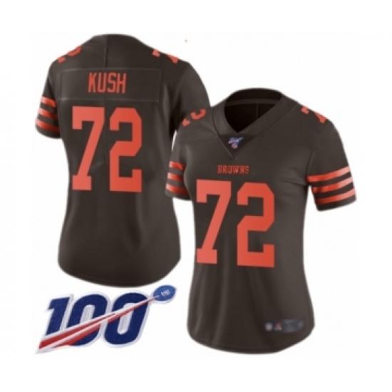 Women's Cleveland Browns #72 Eric Kush Limited Brown Rush Vapor Untouchable 100th Season Football Jersey - Ujersey