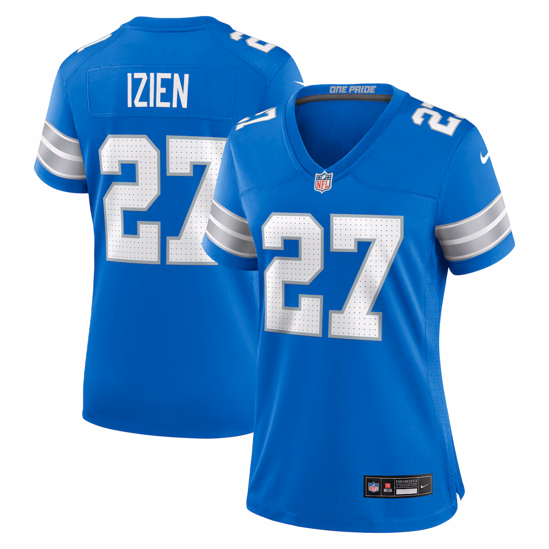 Women's Detroit Lions Christian Izien Nike Blue Team Game Jersey