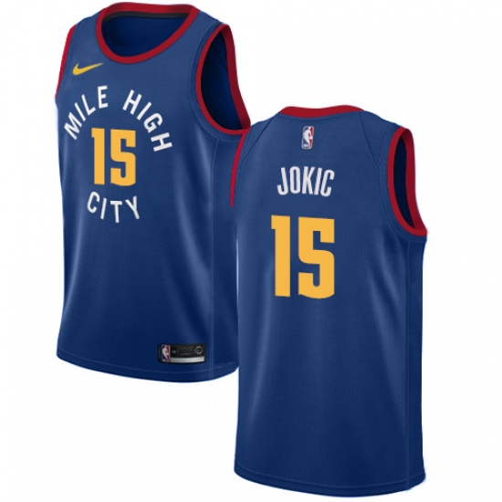 Youth Nike Denver Nuggets #15 Nikola Jokic Swingman Light Blue Alternate NBA Jersey Statement Edition - Ujersey