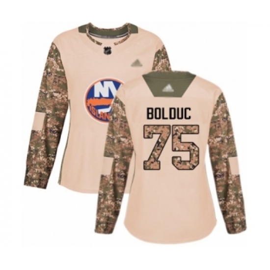 Women's New York Islanders #75 Samuel Bolduc Authentic Camo Veterans Day Practice Hockey Jersey - Ujersey
