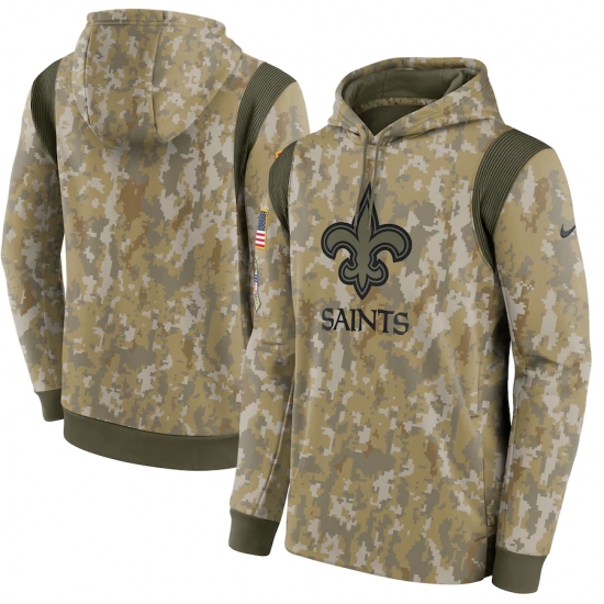 Men's New Orleans Saints Nike Camo 2021 Salute To Service Therma Performance Pullover Hoodi - Ujersey