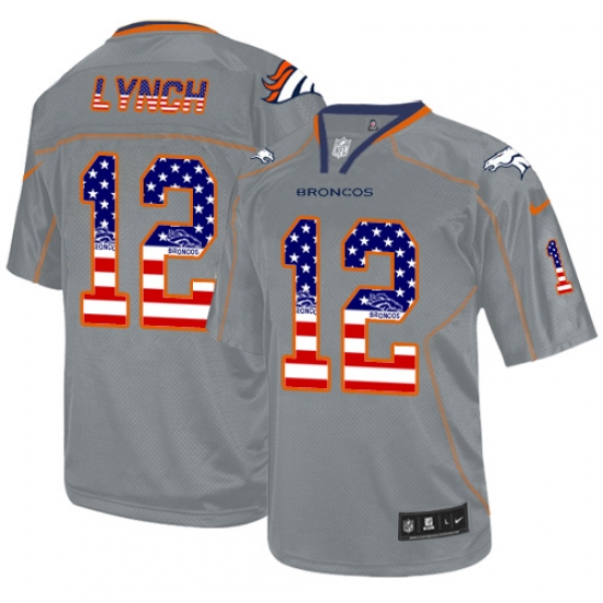 Men's Nike Denver Broncos #12 Paxton Lynch Elite Grey USA Flag Fashion NFL Jersey - Ujersey