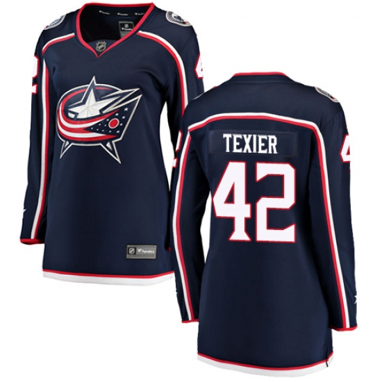 Women's Columbus Blue Jackets #42 Alexandre Texier Fanatics Branded Navy Blue Home Breakaway NHL Jersey - Ujersey