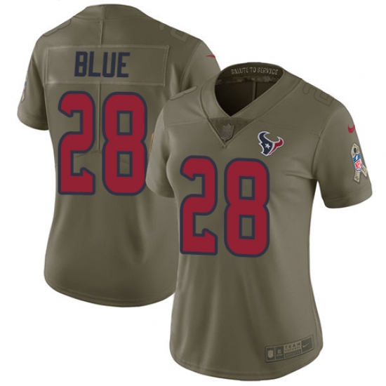 Women's Nike Houston Texans #28 Alfred Blue Limited Olive 2017 Salute to Service NFL Jersey - Ujersey