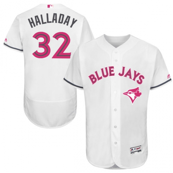 Men's Majestic Toronto Blue Jays #32 Roy Halladay Authentic White 2016 Mother's Day Fashion Flex Base MLB Jersey - Ujersey