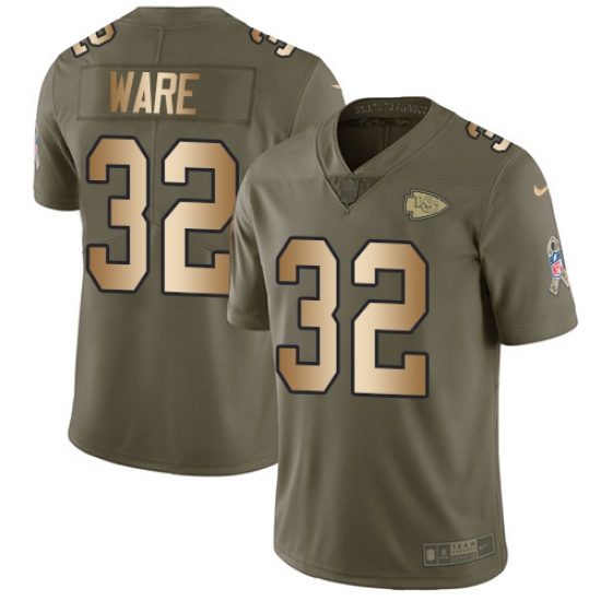 Men's Nike Kansas City Chiefs #32 Spencer Ware Limited Olive/Gold 2017 Salute to Service NFL Jersey - Ujersey