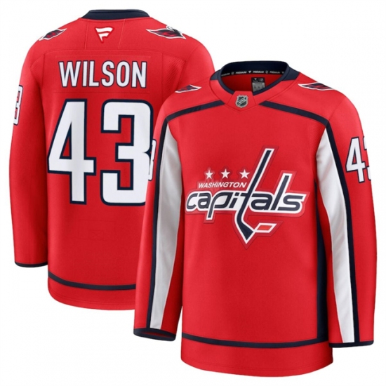 Men's Washington Capitals #43 Tom Wilson Red 2024-25 Home Stitched Hockey Jersey - Ujersey