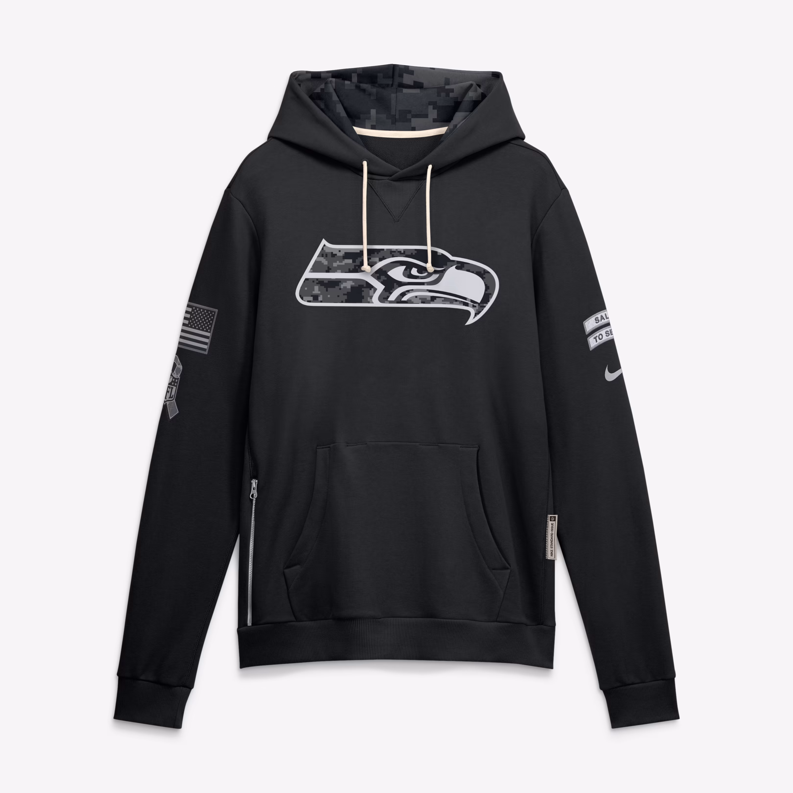 Men's Seattle Seahawks  Nike Black 2026 Salute to Service Sideline Dri-FIT Pullover Hoodie - Ujersey