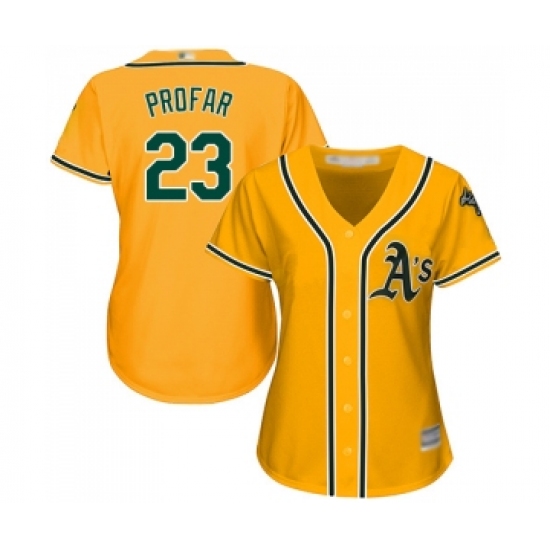 Women's Oakland Athletics #23 Jurickson Profar Replica Gold Alternate 2 Cool Base Baseball Jersey
