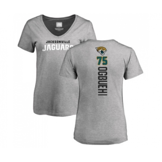 Football Women's Jacksonville Jaguars #75 Cedric Ogbuehi Ash Backer T-Shirt - Ujersey
