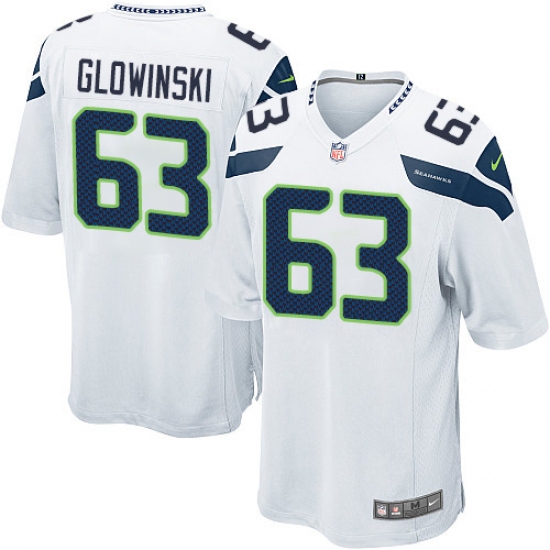 Men's Nike Seattle Seahawks #63 Mark Glowinski Game White NFL Jersey - Ujersey