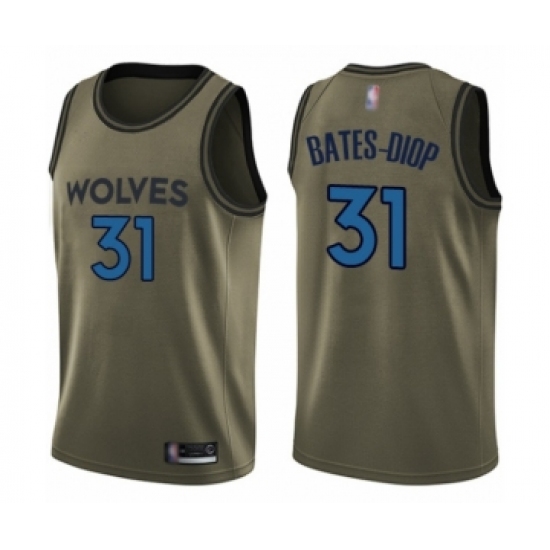Youth Minnesota Timberwolves #31 Keita Bates-Diop Swingman Green Salute to Service Basketball Jersey