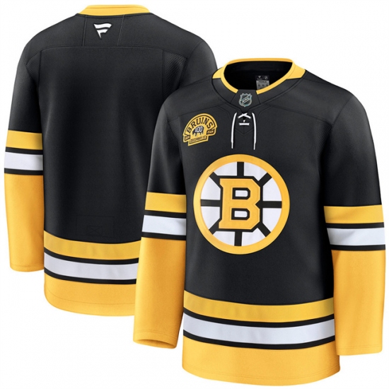 Men's Boston Bruins Blank Black 100th Anniversary Stitched Hockey Jersey - Ujersey
