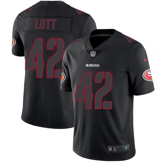 Men's Nike San Francisco 49ers #42 Ronnie Lott Limited Black Rush Impact NFL Jersey - Ujersey