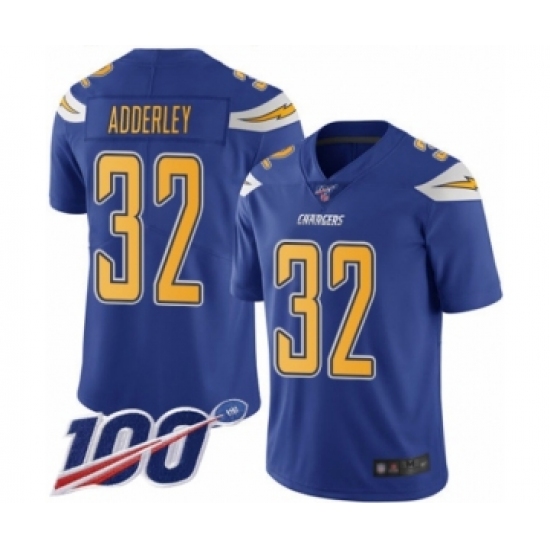 Men's Los Angeles Chargers #32 Nasir Adderley Limited Electric Blue Rush Vapor Untouchable 100th Season Football Jersey - Ujersey