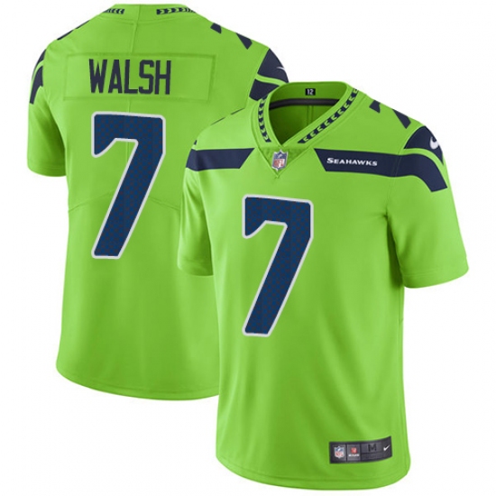 Men's Nike Seattle Seahawks #7 Blair Walsh Elite Green Rush Vapor Untouchable NFL Jersey - Ujersey