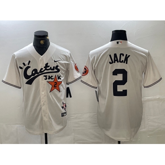 Men's Houston Astros #2 Alex Bregman Cream Cactus Jack Vapor Premier Stitched Baseball Jersey - Ujersey