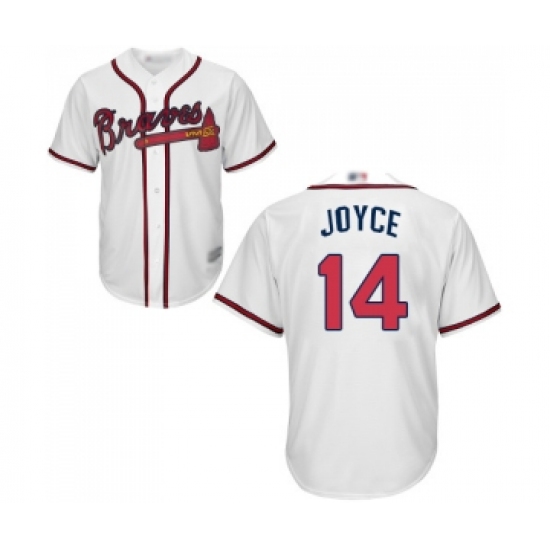 Men's Atlanta Braves #14 Matt Joyce Replica White Home Cool Base Baseball Jersey - Ujersey