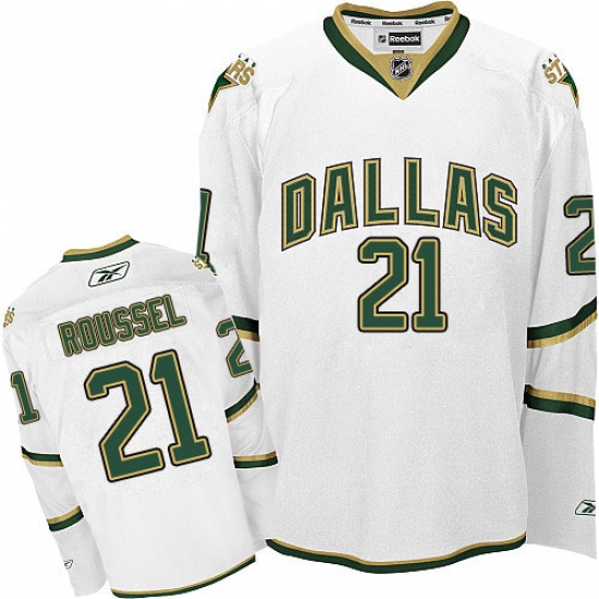 Men's Reebok Dallas Stars #21 Antoine Roussel Premier White Third NHL Jersey - Ujersey