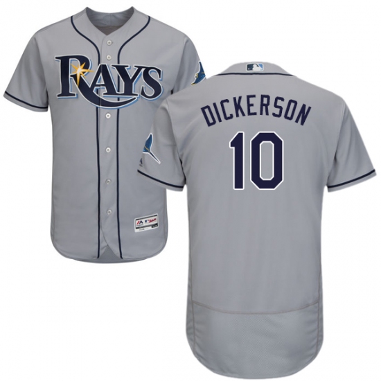 Men's Majestic Tampa Bay Rays #10 Corey Dickerson Grey Road Flex Base Authentic Collection MLB Jersey - Ujersey