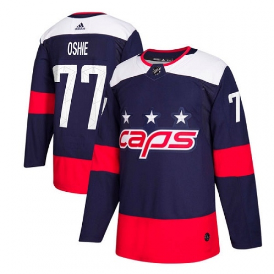 Youth Adidas Washington Capitals #77 T.J. Oshie Authentic Navy Blue 2018 Stadium Series NHL Jersey - Ujersey