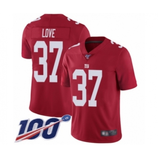 Men's New York Giants #37 Julian Love Red Limited Red Inverted Legend 100th Season Football Jersey - Ujersey