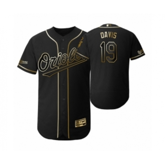 Men's 2019 Golden Edition Baltimore Orioles Black #19 Chris Davis Flex Base Jersey